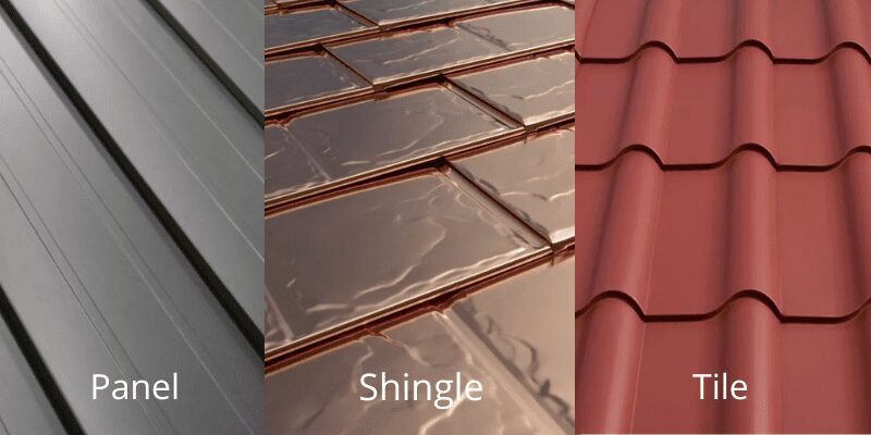 Metal roofing can come in a variety of styles including panels, shingles, and tiles. 